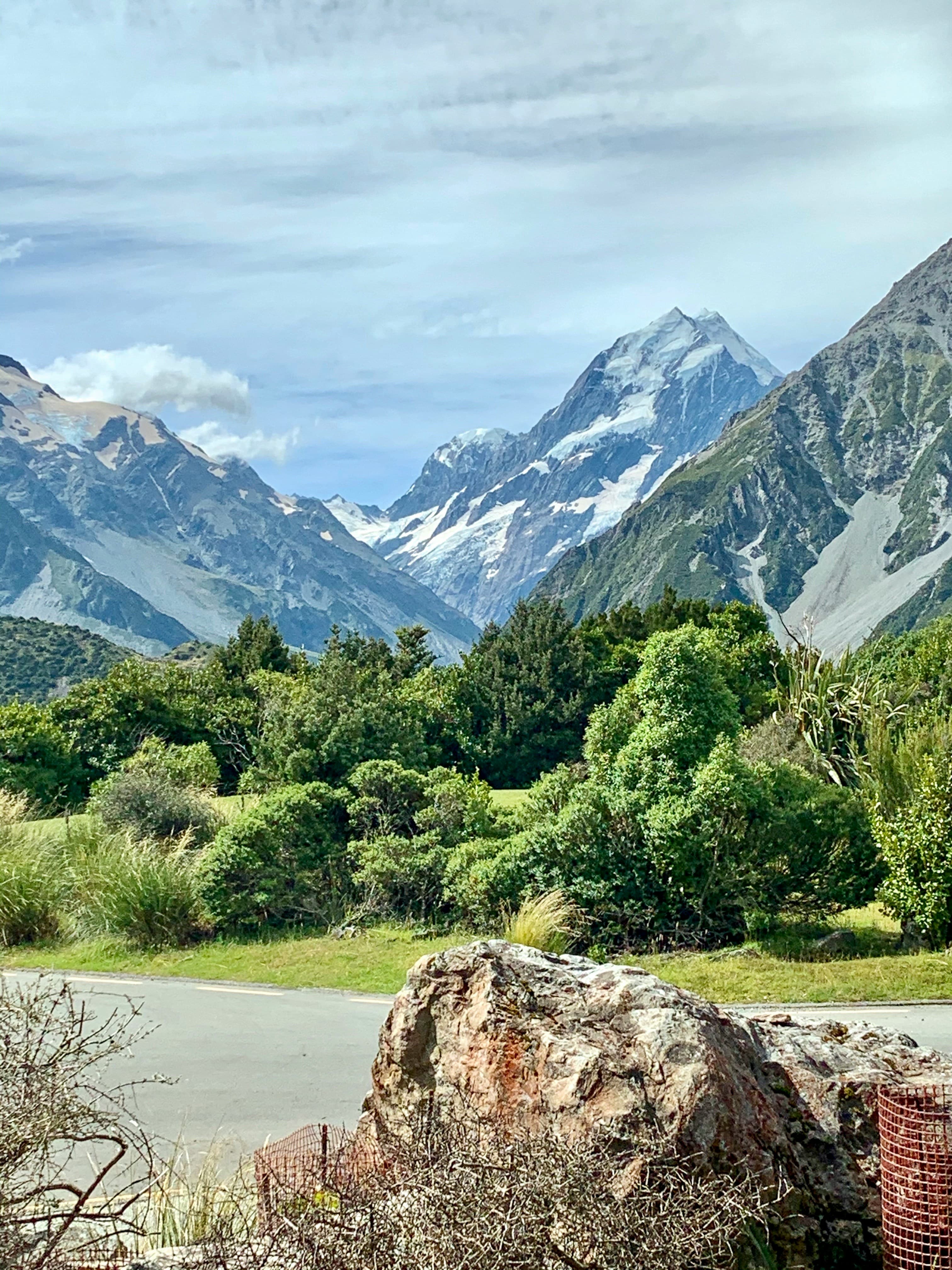 Aoraki / Mount Cook from the village — 3,724 metres of ice and stone